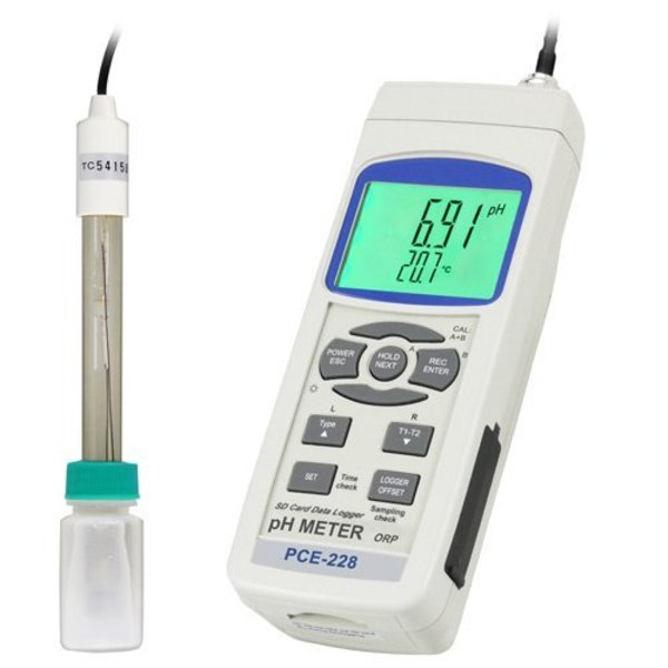 Pce Instruments pH Meter, 0.00 to 14.00 pH PCE-228